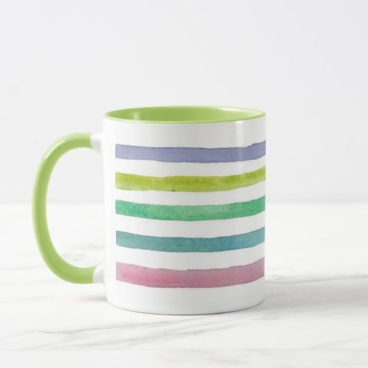Individuelle Name Pastell Horizontal Streifen Tasse (Links)