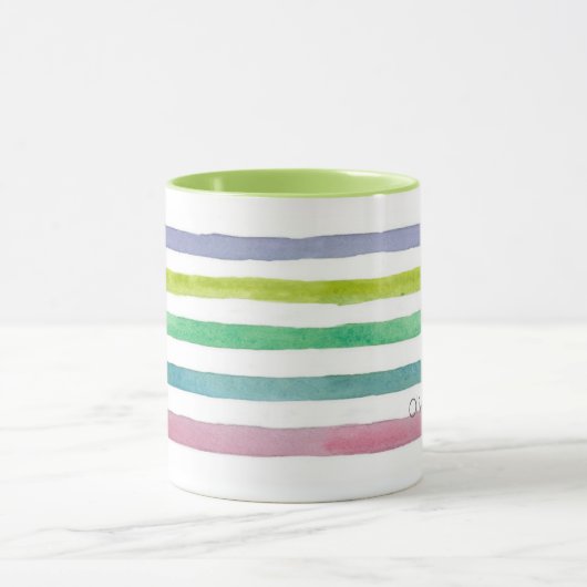 Individuelle Name Pastell Horizontal Streifen Tasse (Zentrum)