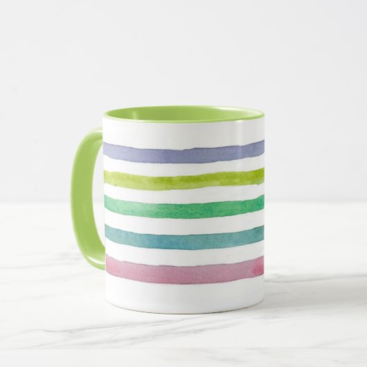 Individuelle Name Pastell Horizontal Streifen Tasse (Vorderseite Links)