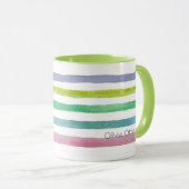 Individuelle Name Pastell Horizontal Streifen Tasse (VorderseiteRechts)