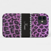 Individuelle Name Pastell lila Glitzer Leopardendr Case-Mate iPhone Hülle (Rückseite (Horizontal))