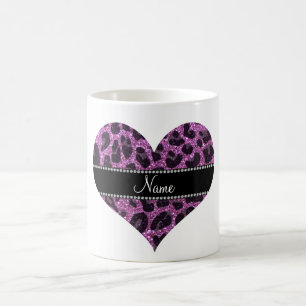 Individuelle Name Pastell lila Glitzer Leopardendr Kaffeetasse