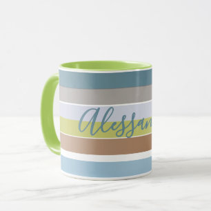 Individuelle Name Pastell Streifen Minimalistisch Tasse