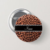 Individuelle Name Pastellorange Glitzer Leopard Button (Vorne & Hinten)