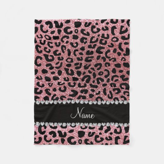 Individuelle Name Pastellrosa Glitzer Cheetah Druc Fleecedecke (Vorderseite)