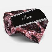 Individuelle Name Pastellrosa Glitzer Leopard Krawatte (Gerollt)