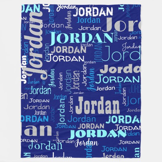Individuelle Name Pattern Blau und Silver Modern Fleecedecke (Vorderseite)