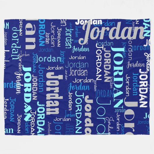 Individuelle Name Pattern Blau und Silver Modern Fleecedecke (Vorderseite (Horizontal))