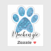 Individuelle Name Paw Print Doodle Art Aufkleber (Blatt)