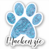 Individuelle Name Paw Print Doodle Art Aufkleber (Vorderseite)