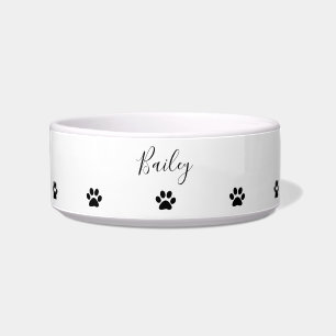 Individuelle Name Paw Prints Patterns Schwarz-weiß Napf
