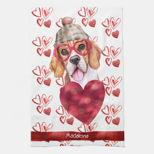 Individuelle Name Paws Hund Lover Valentine Gesche Geschirrtuch
