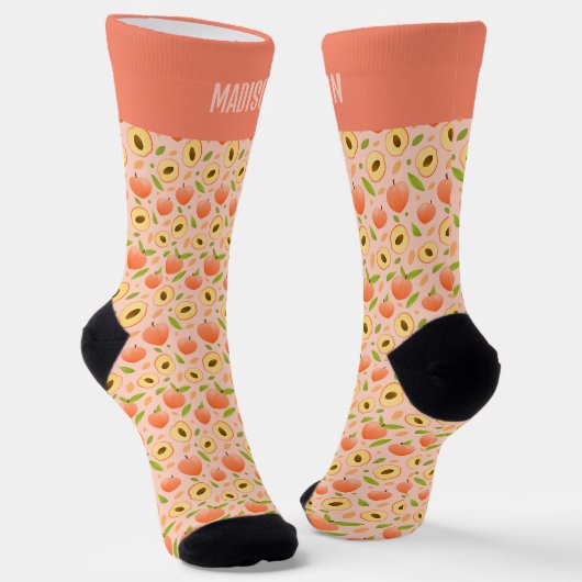 Individuelle Name Peach Pattern Socken (Gewinkelt)