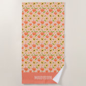 Individuelle Name Peach Pattern Strandtuch (Vorderseite)