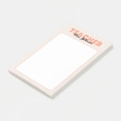 Individuelle Name Peach Teacher Post-it Klebezettel (angewinkelt)