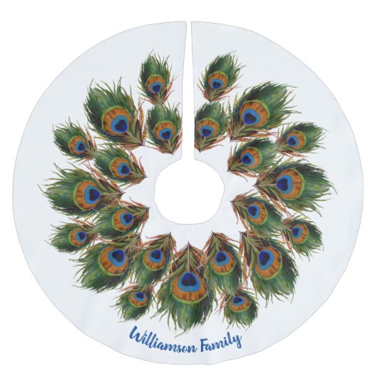 individuelle Name Peacock Polyester Weihnachtsbaumdecke (Vorderseite)