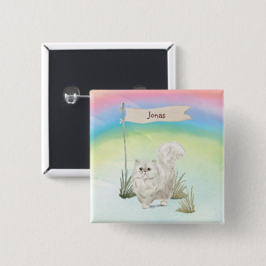 Individuelle Name Persian Cat Pet Button (Vorne & Hinten)
