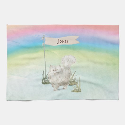 Individuelle Name Persian Cat Pet Geschirrtuch (Horizontal)