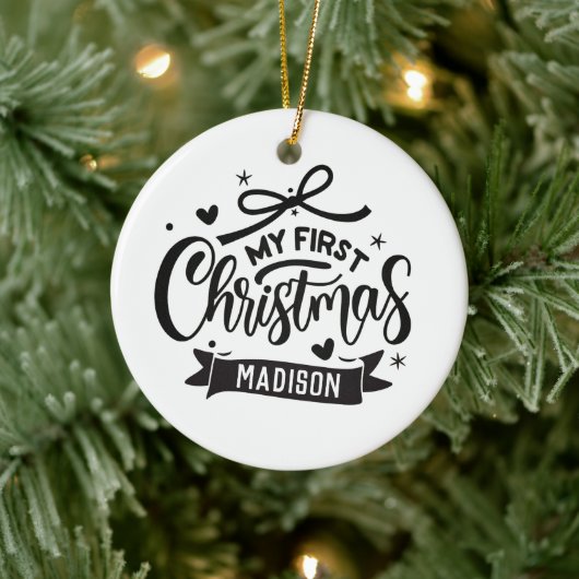 Individuelle Name Personalisiert Baby's First Chri Keramik Ornament (Baum)