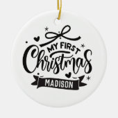 Individuelle Name Personalisiert Baby's First Chri Keramik Ornament (Vorne)