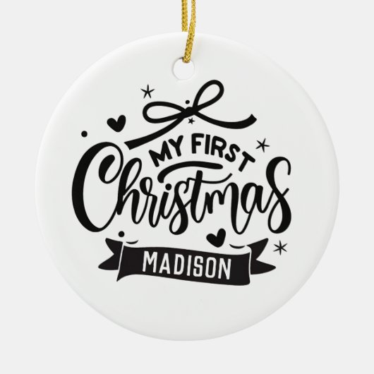 Individuelle Name Personalisiert Baby's First Chri Keramik Ornament (Vorne)