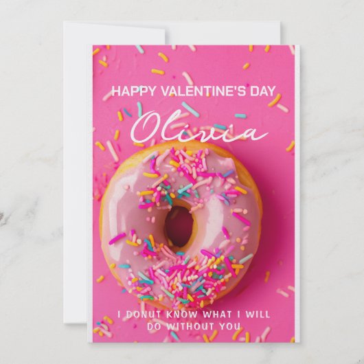 Individuelle Name Personalisiert Donut Valentinsta Feiertagskarte (Vorderseite)
