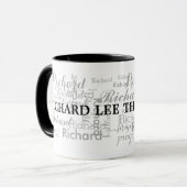 Individuelle Name personalisierte schwarze Typogra Tasse (Vorderseite Links)
