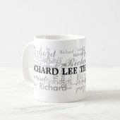 Individuelle Name personalisierte schwarze Typogra Tasse (Vorderseite Links)