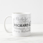 Individuelle Name personalisierte schwarze Typogra Tasse (Links)