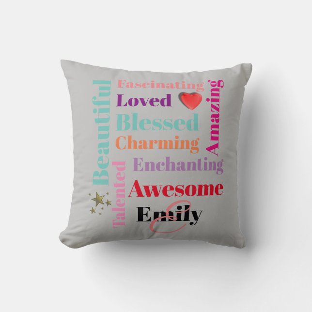 Individuelle Name Personalisiertes Textpolster Kissen (Vorderseite)