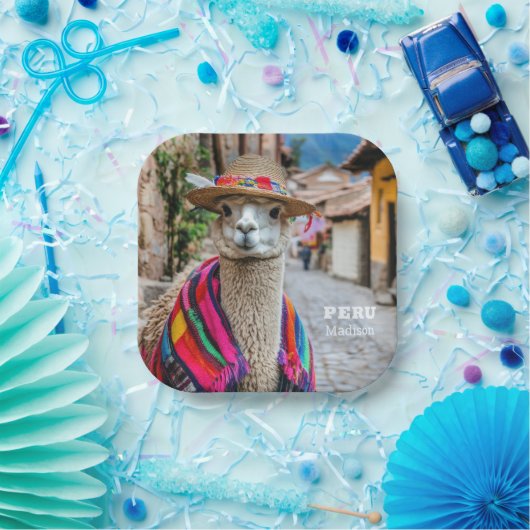 Individuelle Name Peru Llama Pappteller (Party)