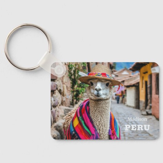 Individuelle Name Peru Llama Schlüsselanhänger (Rückseite)