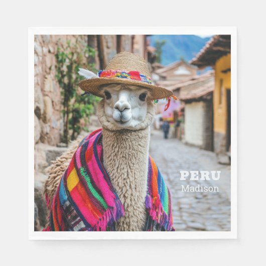 Individuelle Name Peru Llama Serviette (Vorderseite)