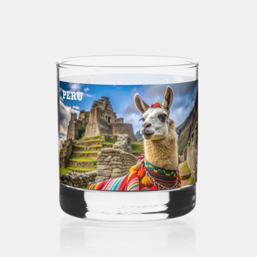 Individuelle Name Peru Llama Whiskyglas (Rückseite)