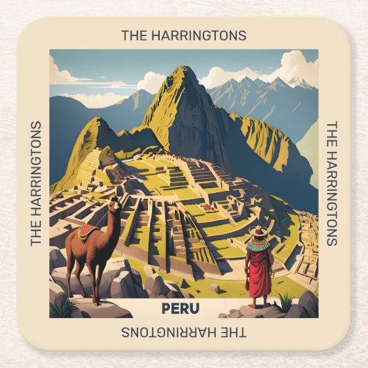 Individuelle Name Peru Machu Picchu Rechteckiger Pappuntersetzer (Vorderseite)