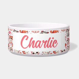 Individuelle Name Pet Bowl mit Katzenmuster-Dekora Napf