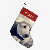 Individuelle Name & Pet Foto l Niedlicher Welpen H Kleiner Weihnachtsstrumpf (Vorderansicht (hängend))