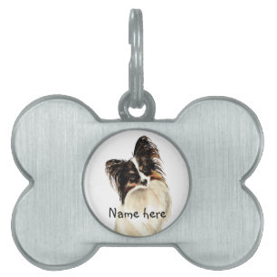Individuelle Name Pet Tag Black Papillon Dog Tiermarke