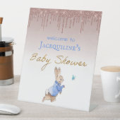 Individuelle Name Peter Baby Dusche rosa Glitzern Sockelschild (In Situ)