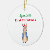 Individuelle Name Peter der Kaninchen Erste Weihna Keramik Ornament (Links)