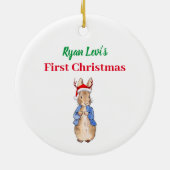 Individuelle Name Peter der Kaninchen Erste Weihna Keramik Ornament (Hinten)