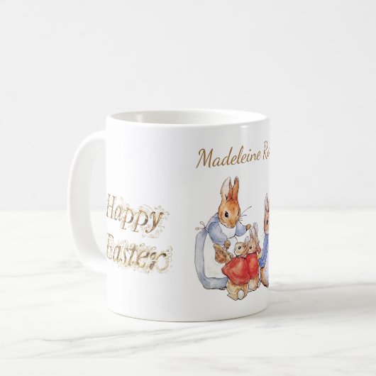 Individuelle Name Peter der Kaninchen glückliche O Kaffeetasse (Vorderseite Links)