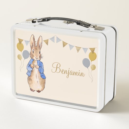 Individuelle Name Peter der Kaninchenbeige Metall Brotdose (Rückseite)