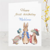 Individuelle Name Peter der Rabbit Happy Erster Ge Karte (Gelbe Blume)