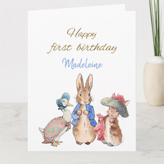 Individuelle Name Peter der Rabbit Happy Erster Ge Karte (Vorderseite)