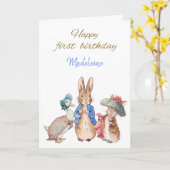 Individuelle Name Peter der Rabbit Happy Erster Ge Karte (Gelbe Blume)