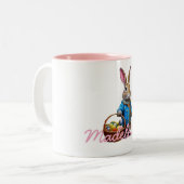 Individuelle Name Peter Easter Egg Körbchen Zweifarbige Tasse (Vorderseite Links)