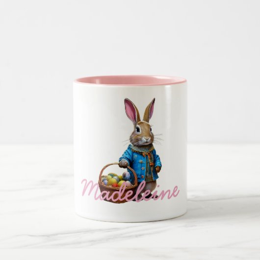 Individuelle Name Peter Easter Egg Körbchen Zweifarbige Tasse (Mittel)