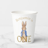 Individuelle Name Peter, Kaninchen Erster Geburtst Pappbecher (Rückseite)