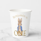 Individuelle Name Peter, Kaninchen Erster Geburtst Pappbecher (Vorderseite)
